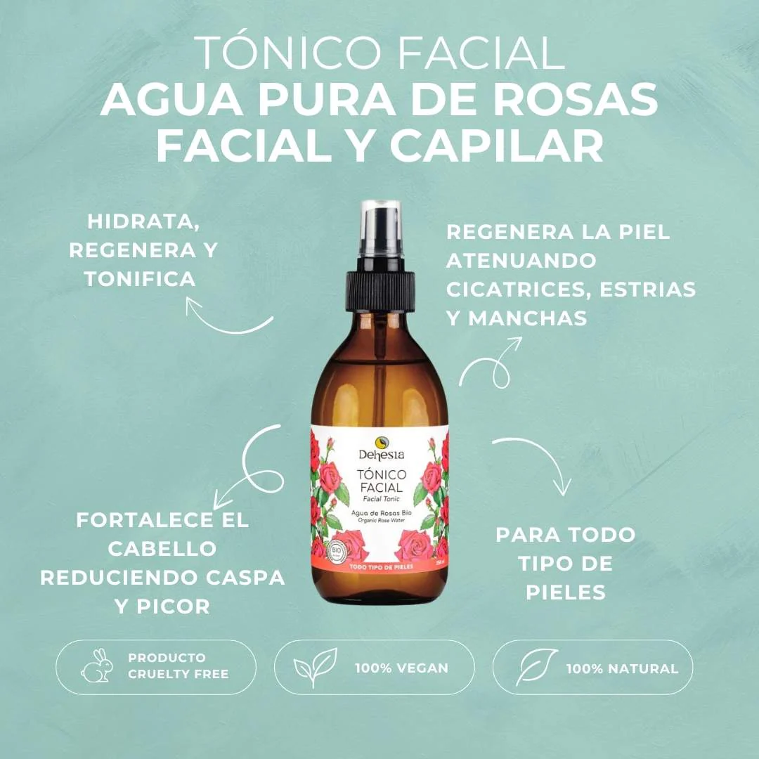 TÓNICO FACIAL | AGUA DE ROSAS | BIO | TODAS LAS PIELES | VEGANO - Imagen 3