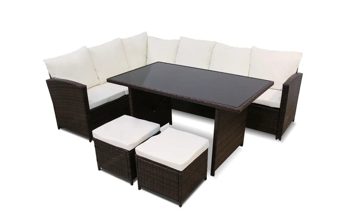 Sofa Rinconera + Mesa + 2 puffs de Ratan PE. Muebles de Jardin y Terraza - Imagen 7
