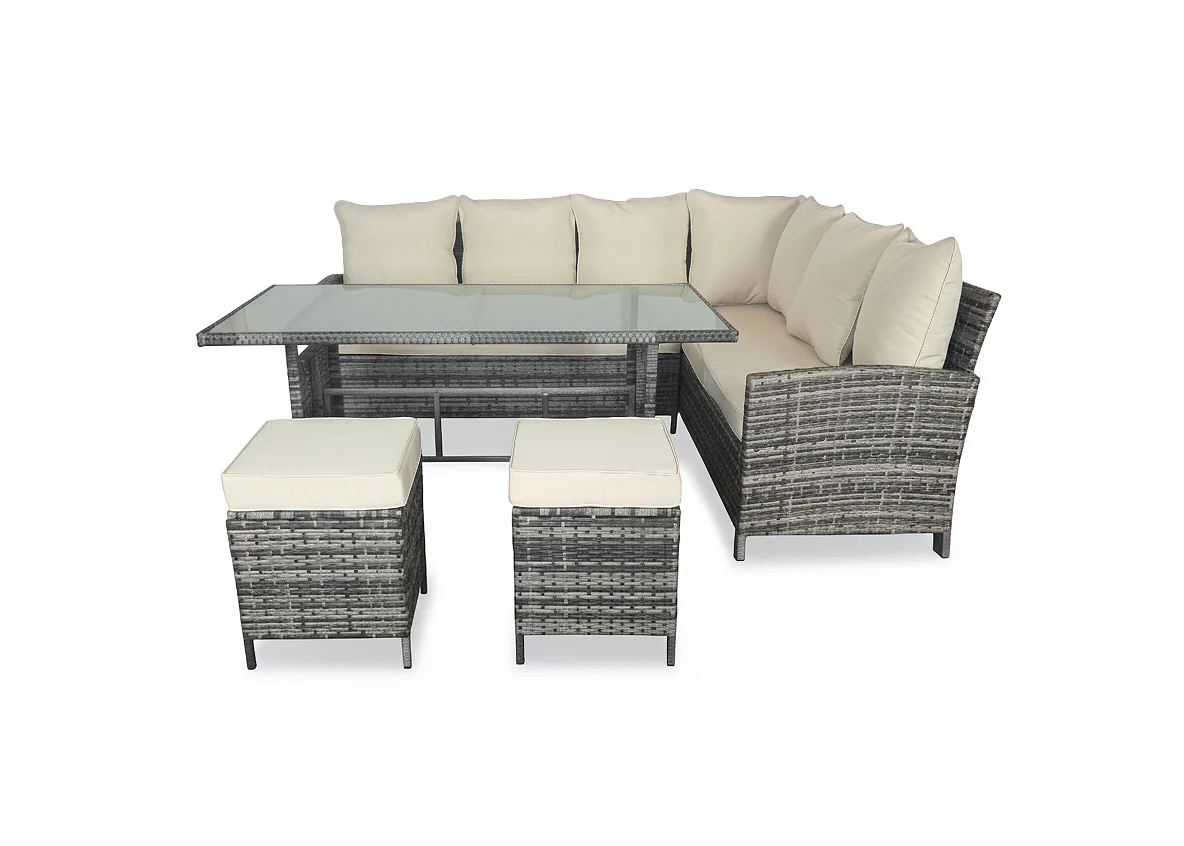 Sofa Rinconera 7 Plazas + Mesa + 2 pufs en Ratan PE. Muebles de Jardin y Terraza - Imagen 5