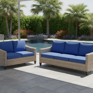 Set de Exterior, Sofa 3+2 Sanstar en Ratan PE. Muebles de Jardin y Terraza